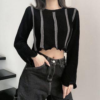 Frill Trim Cropped Knit Top