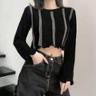 Frill Trim Cropped Knit Top