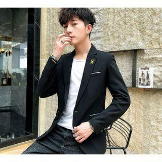 Single-breasted Embroidered Blazer / Long-sleeve Plain T-shirt / Set