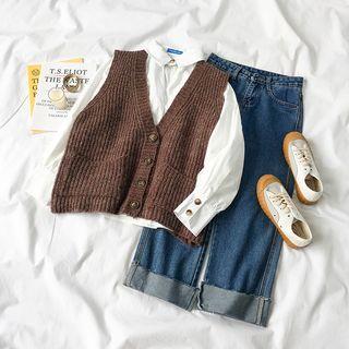 Plain Blouse / Knit Vest