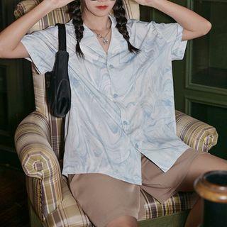 Short-sleeve Marble Print Shirt