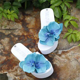 Flower Platform Slide Sandals