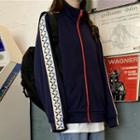 Contrast Color Zip Jacket / Striped Long-sleeve T-shirt