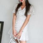 Short-sleeve Plain Mini Sheath Dress