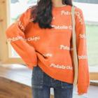 Lettering Sweater Tangerine - One Size