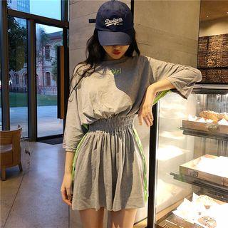 Mock Two-piece Batwing-sleeve Dress