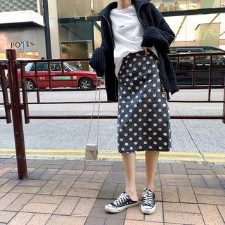 Dotted Denim A-line Skirt