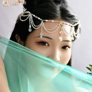 Retro Faux Crystal Layered Headpiece Q08 - Blue & White - One Size