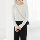 Round-neck Cropped Long Sleeve Cotton Top
