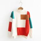 Color-block Mock-turtleneck Sweater