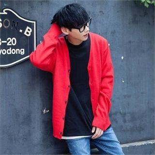 V-neck Button-down Colored Cardigan