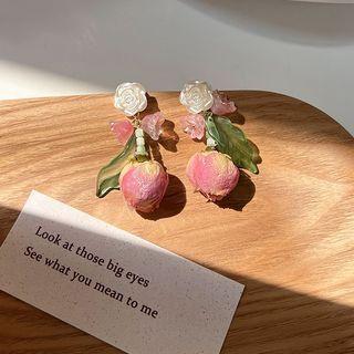 Flower Drop Earring Pink - One Size