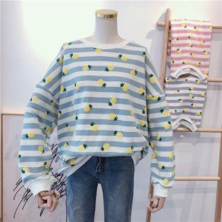 Pineapple Print Striped Sweatshirt