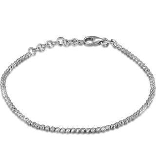 14k Italian White Gold Diamond-cut Beads Bracelet (6.5)