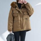 Fleece-lined Padded Zip-up Parka