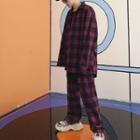 Set: Plaid Shirt + Straight-fit Pants