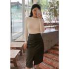 Slashed Pleather H-line Skirt