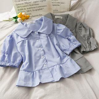 Peter Pan-collar Puff-sleeve Shirt