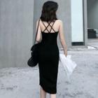 Cross Back Slit Midi Tank Dress