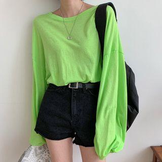 Neon Balloon-sleeve Oversized T-shirt