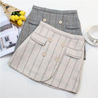 Plaid Woolen Pencil Skirt