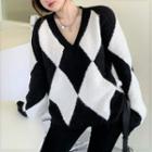 Two-tone Sweater White & Black - One Size