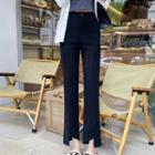 High Waist Asymmetrical Bootcut Cropped Jeans