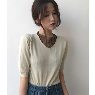 Set: Mesh Sleeveless Top + Short-sleeve T-shirt