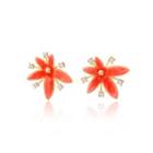 Simple And Fashion Plated Gold Enamel Maple Leaf Earrings With Cubic Zirconia Golden - One Size