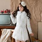Embroidered Fluffy Padded Coatdress