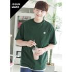 Dog-embroidered Loose-fit T-shirt