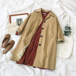 Long-sleeve Dotted Dress / Trench Coat