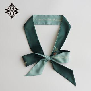 Horse Print Narrow Scarf Foal - Dark Green & Teal - One Size