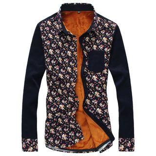 Long-sleeve Fleece-lined Printed Shirt