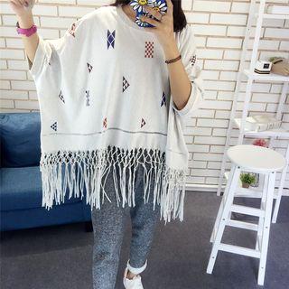 Fringe Hem Short-sleeve T-shirt
