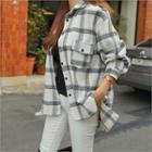 Flap-pocket Long Plaid Shirt