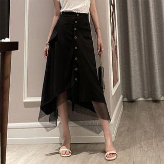 High-waist Plain Medium Maxi A-line Skirt