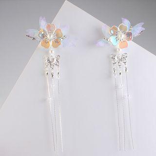 Retro Floral Accent Tassel Hair Clip