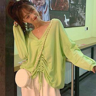 V-neck Drawcord Long-sleeve Top