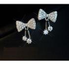 Cz Sterling Silver Bow-accent Studs