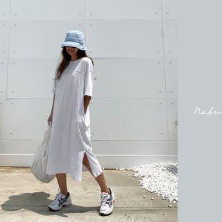 Letter Detail Long T-shirt Dress