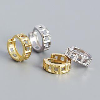 Cutout Sterling Silver Hoop Earring