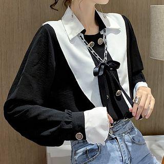 Double-breasted Paneled Shirt