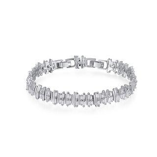Fashion Simple Geometric Rectangular Cubic Zirconia Bracelet Silver - One Size