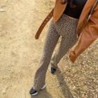 Band-waist Patterned Boot-cut Pants