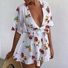 Short-sleeve Floral Playsuit