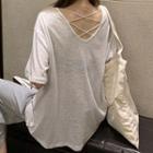 Cross-back Elbow-sleeve T-shirt