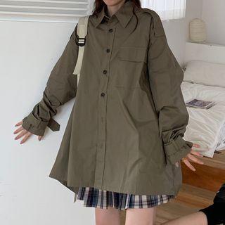 Long-sleeve T-shirt / Shirt / Plaid A-line Skirt