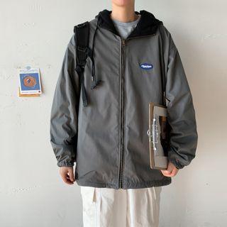 Applique Two Way Fleece Zip Hoodie