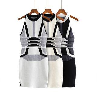 Sleeveless Geometric Print Mini Bodycon Dress